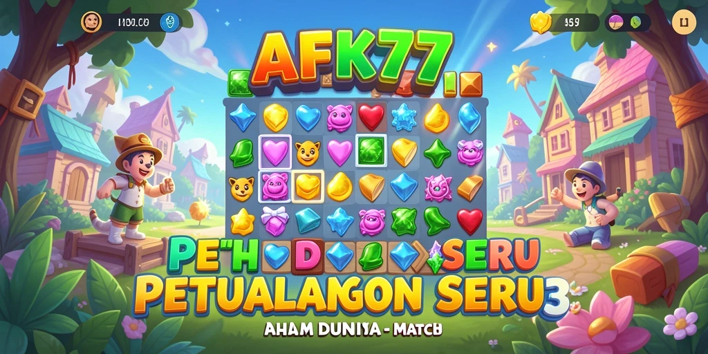Screenshot AFK77 menampilkan aksi seru gameplay Match-3.