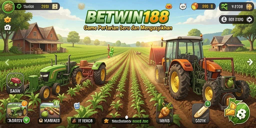 Tampilan gameplay BETWIN188 yang menarik dengan pertanian yang subur.