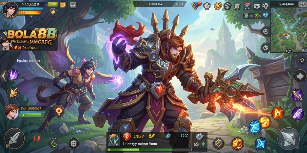 Screenshot menampilkan aksi seru dalam gameplay MMORPG BOLA88.