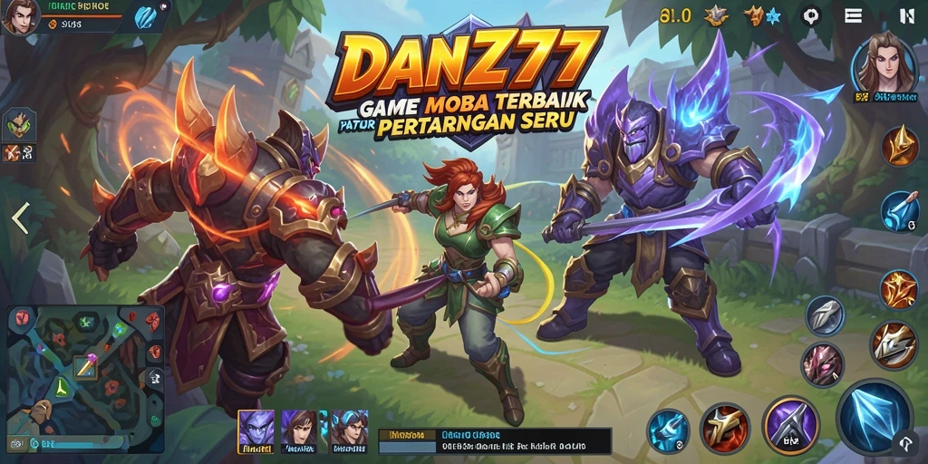 Screenshot gameplay seru saat bertarung di arena MOBA.