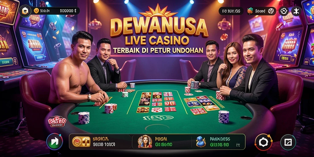 Screenshot gameplay DEWANUSA menunjukkan dealer yang profesional dan permainan yang seru.