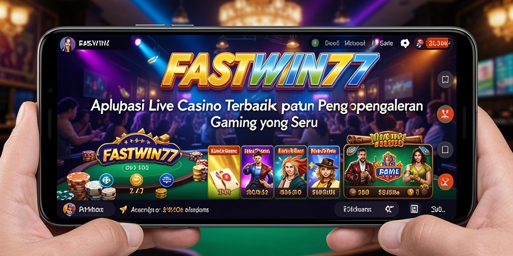 Screenshot utama FASTWIN77 menampilkan dealer langsung dalam permainan Live Casino.
