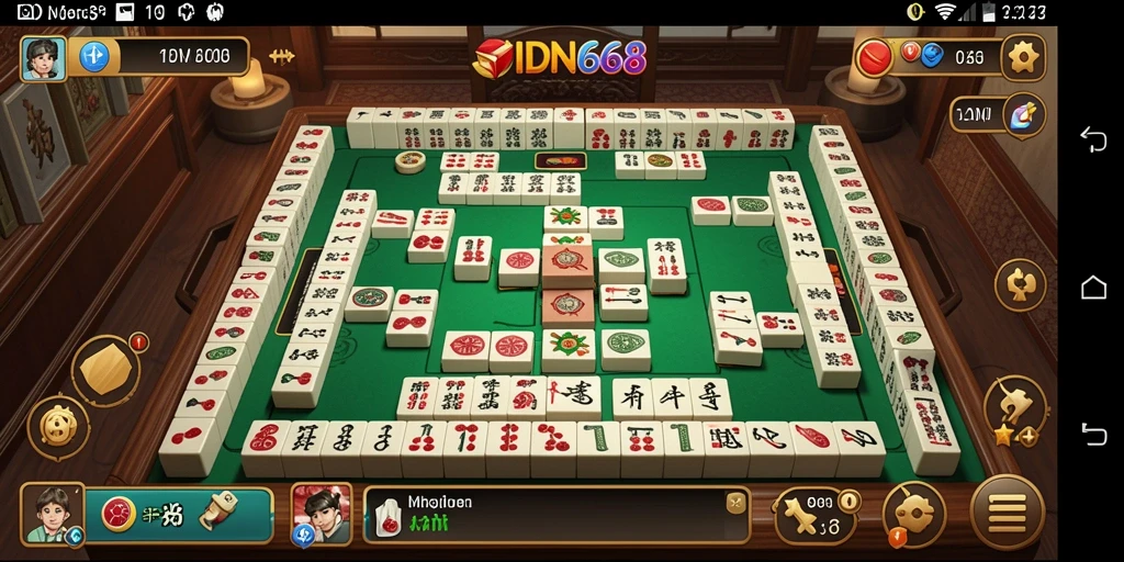 Tangkapan layar IDN668 menampilkan gameplay Mahjong yang menantang dan menarik.