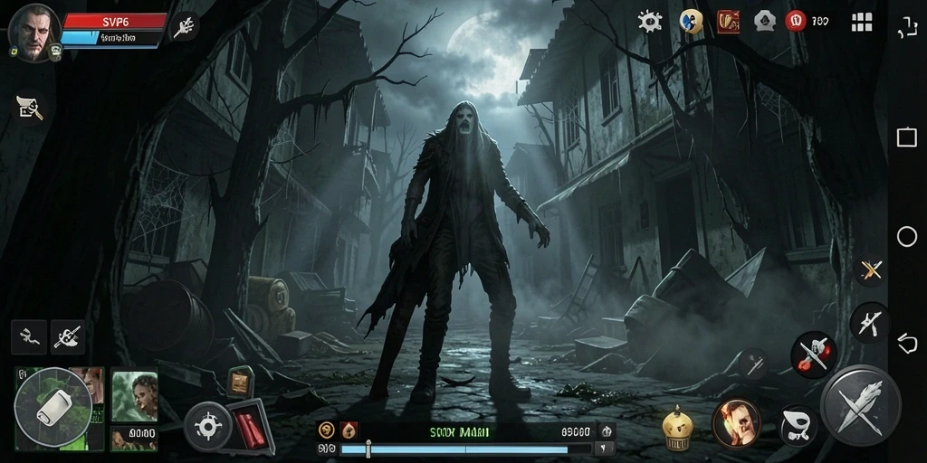 Screenshot gameplay SVIP6 yang menunjukkan suasana Horror yang mencekam.