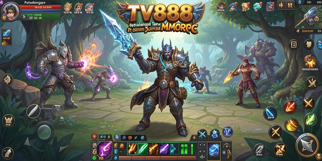 Screenshot gameplay TV888 menampilkan aksi petualangan MMORPG yang mendebarkan.